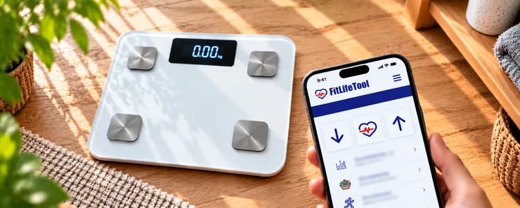 A scale beside FitLifeTool symbols for losing, maintaining or gaining weight.